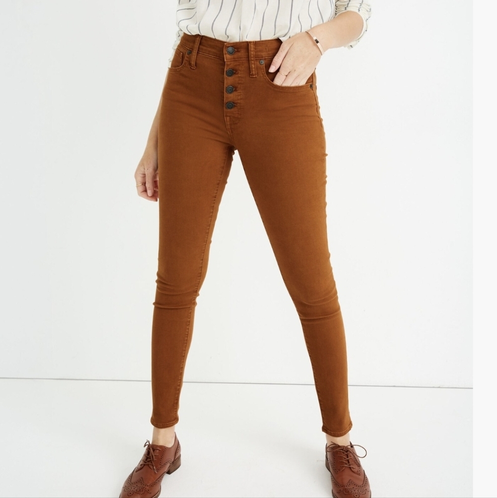 Madewell 10" Mid- Rise Button-Fly Skinny Burnt Sienna  Jeans Sz.29
